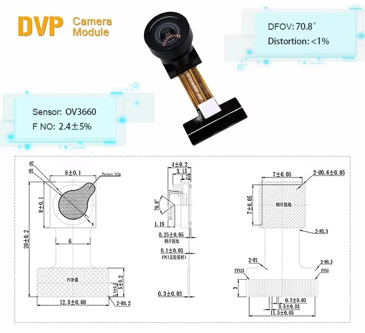 OV3660 3MP Low Distortion ESP32 DVP Camera Module For Recognition Terminals best